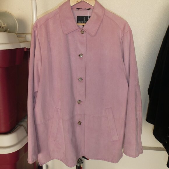 London Fog - Women’s XL Pink All-Weather Faux Suede Jacket/Coat - Picture 1 of 7